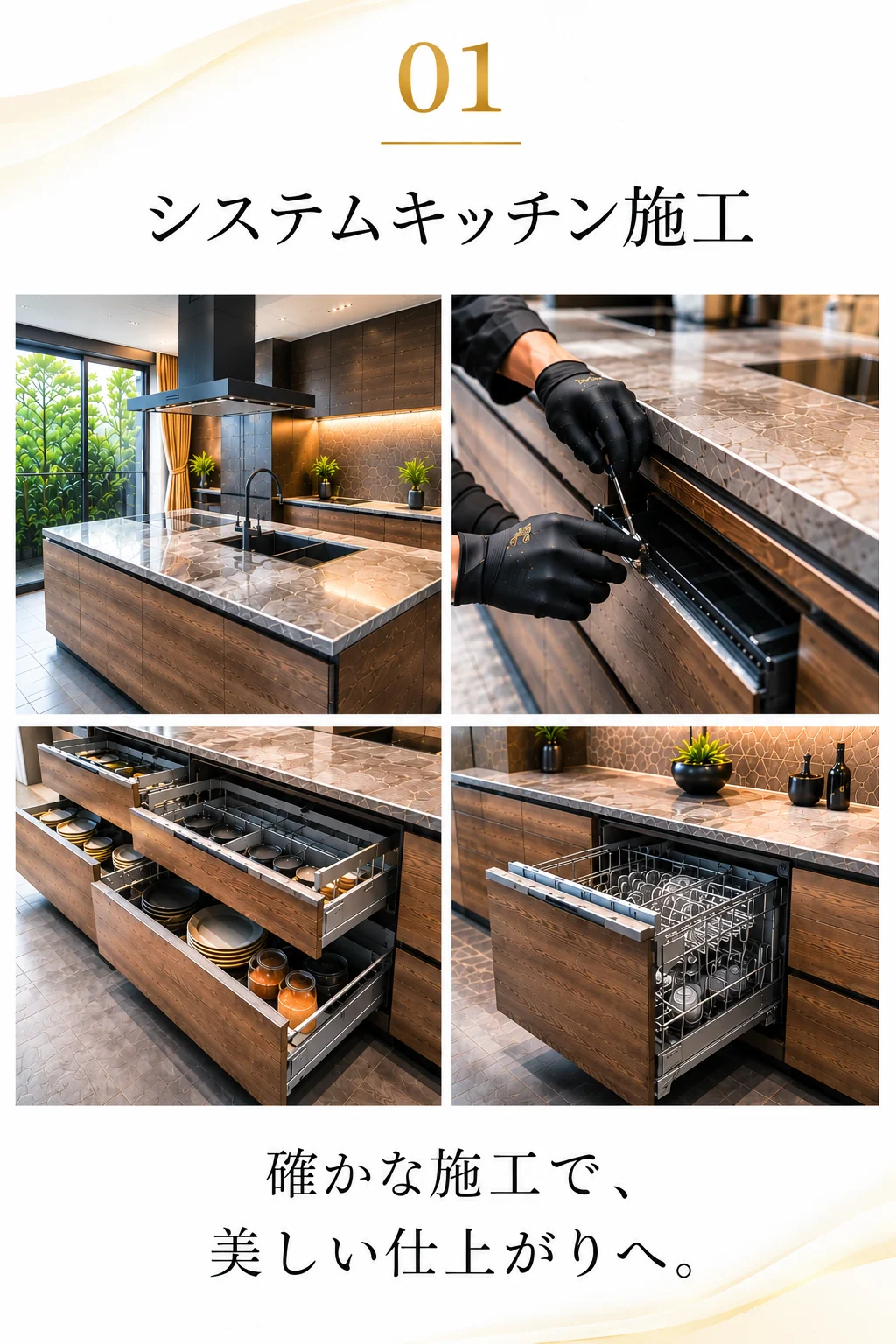 システムキッチンの施工・組立・設置イメージ