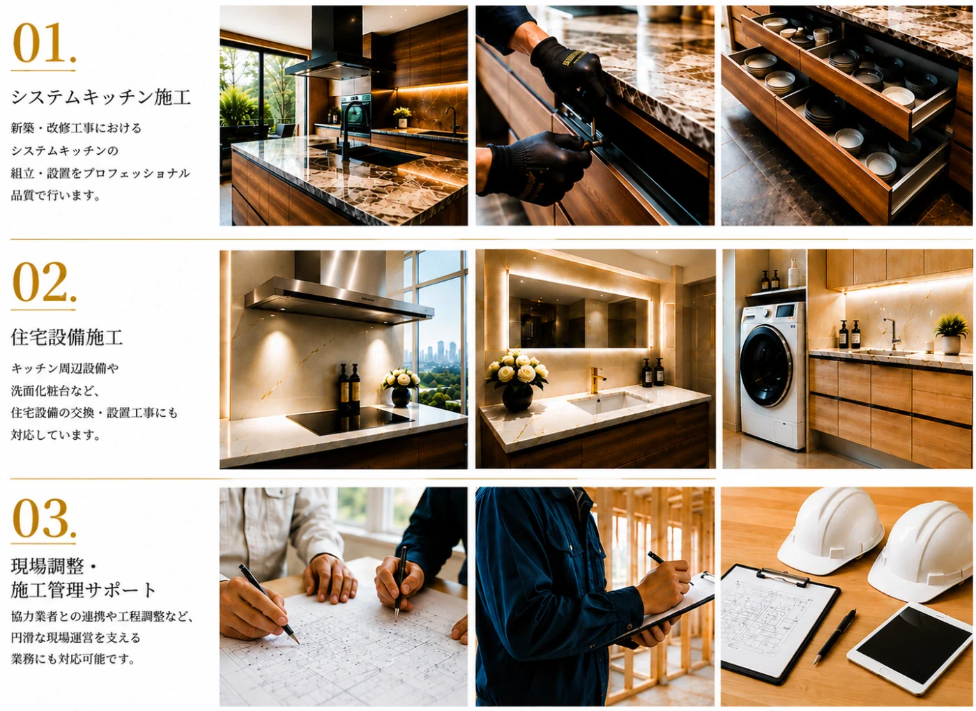システムキッチン施工・住宅設備施工・現場調整など対応業務の紹介